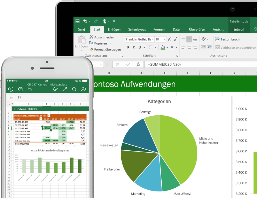 Screenshot: Microsoft Excel in Office University mit Studentenrabatt
